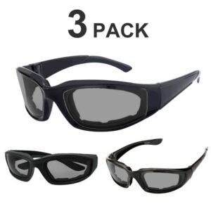 3 Pairs Motorcycle Sports Biker Riding Glasses Wind Resistant Eye Protection Sports Goggles Cycling Glasses Sunglasses Grey Color(TK/TMEU For Self-pickup)