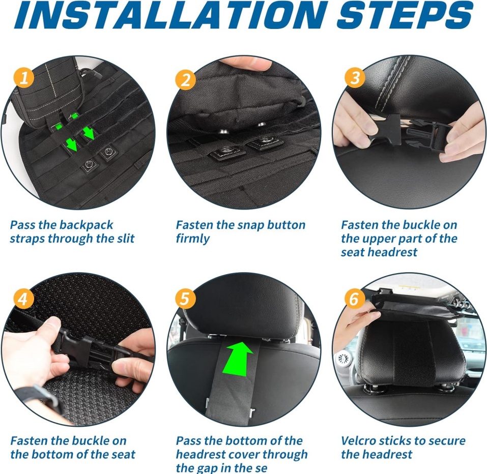 Universal Tactical Vehicle Back Seat Organizer With 3 Detachable Pouches - Image 4