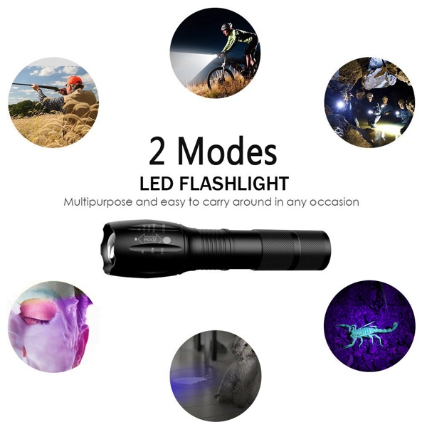 2-in-1 LED Flashlight, Ultraviolet And White Light, Adjustable Focus LED Inspection Light,2 Pack-TK,TMEU For Self-pickup - Image 3