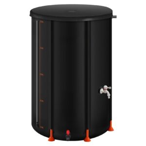 Collapsible Rain Barrel, 100 Gallon Portable Rain Water Collection Barrel, 1000D PVC Rainwater Collection System, Garden Water Catcher Tank Storage Container With Spigot & Overflow Kit, Black