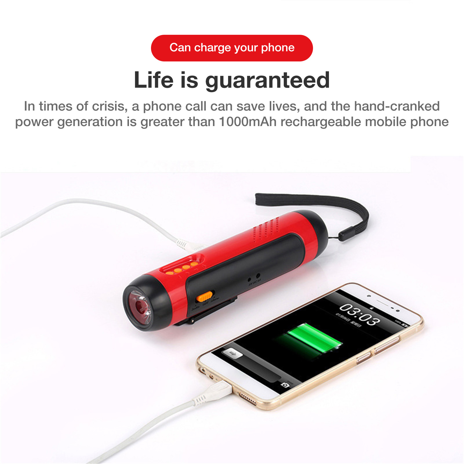 Emergency Hand Cranked Flashlight Distress Alarm - Image 8