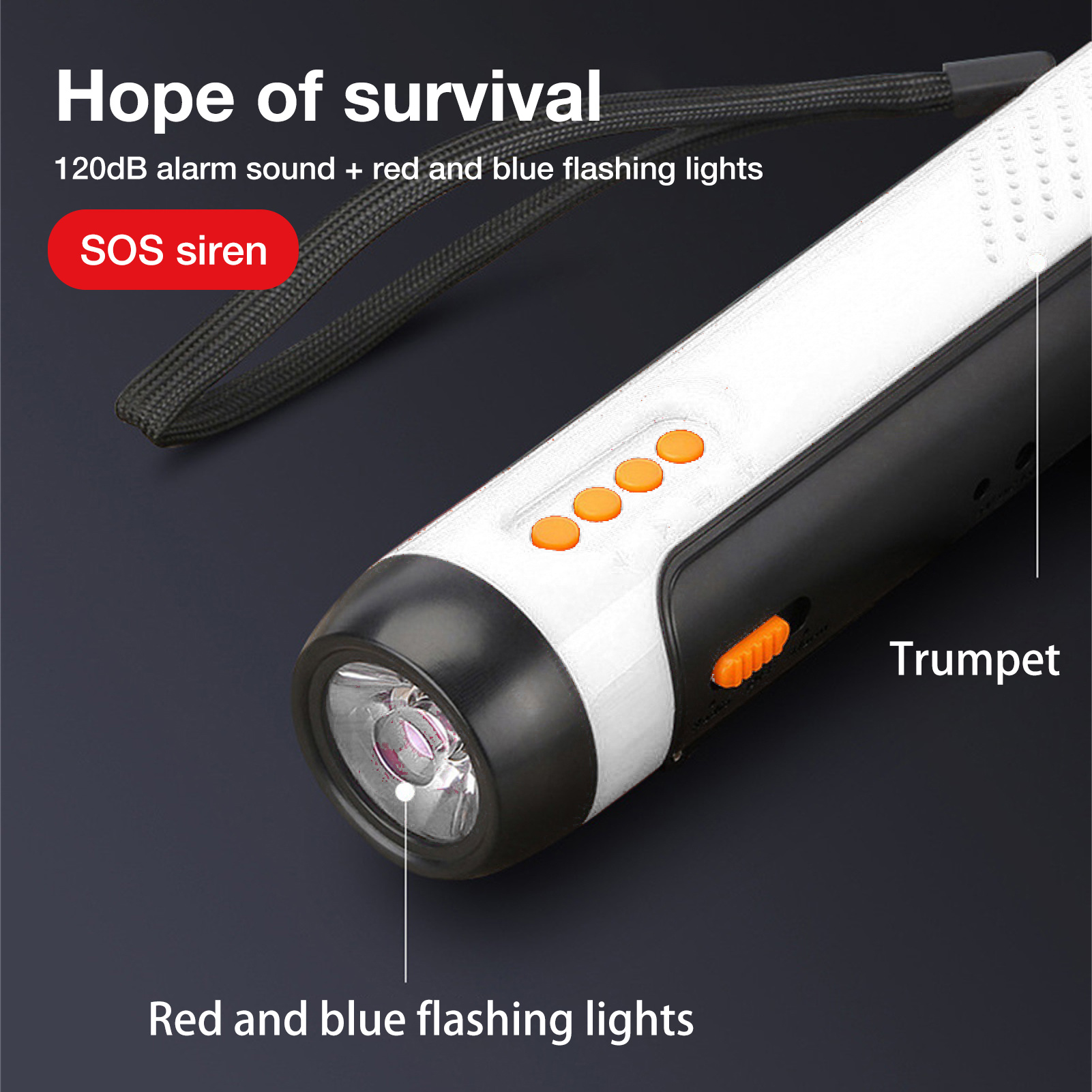Emergency Hand Cranked Flashlight Distress Alarm - Image 5