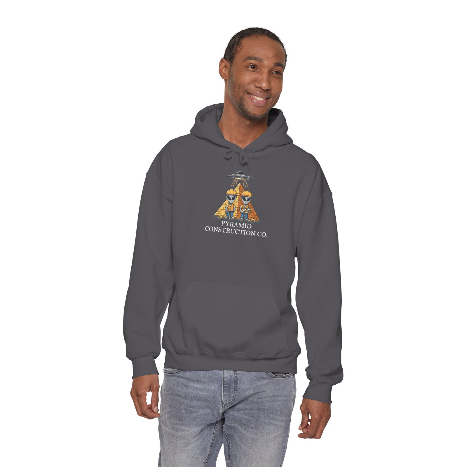 Pyramid Construction Co. Logo Hoodie | Vintage Egyptian Pyramid Graphic - Image 14