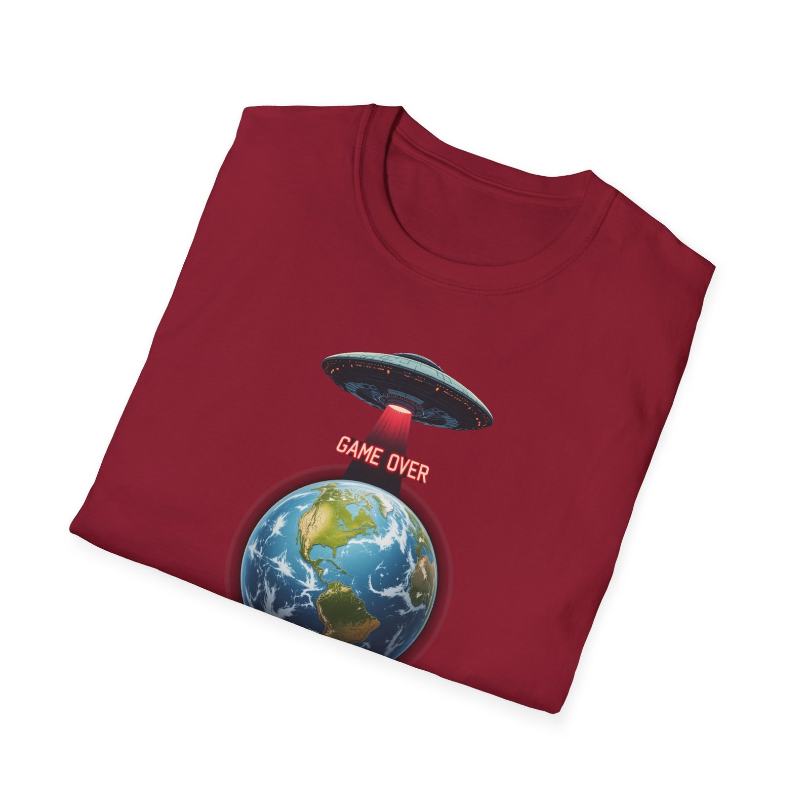 UFO Earth Graphic Tee, Funny Unisex Softstyle T-Shirt, Alien Humor Shirt, Gift for Space Lovers, Quirky Casual Wear - Image 25