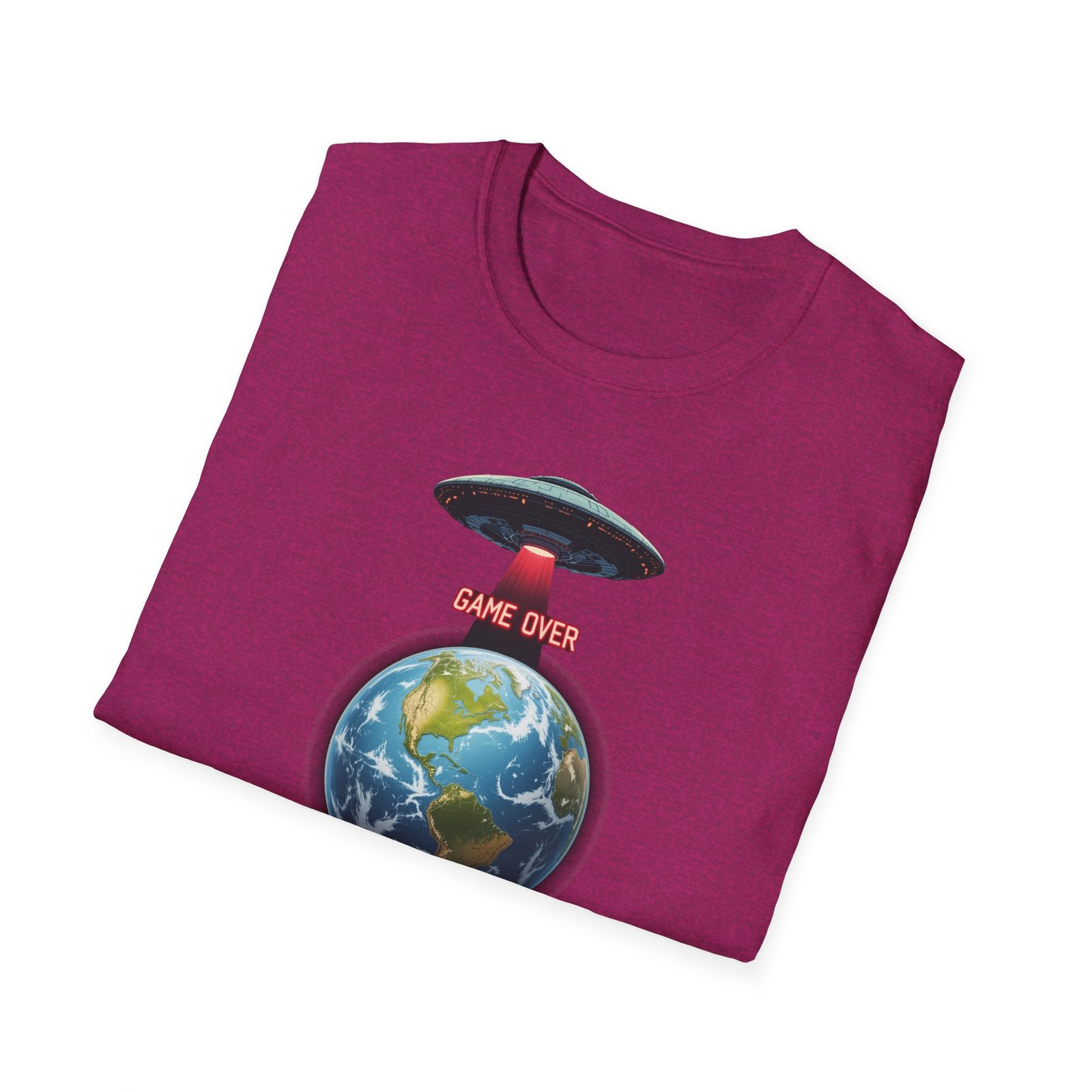 UFO Earth Graphic Tee, Funny Unisex Softstyle T-Shirt, Alien Humor Shirt, Gift for Space Lovers, Quirky Casual Wear - Image 9