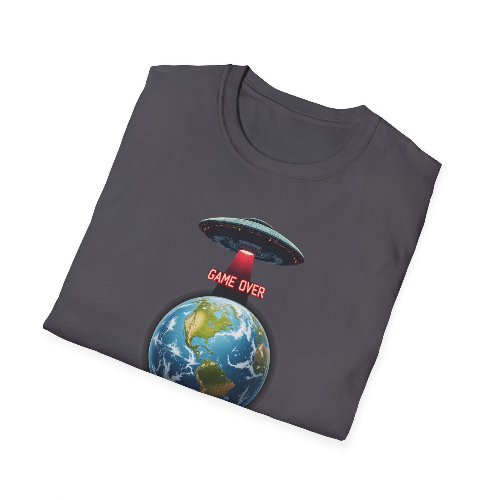 UFO Earth Graphic Tee, Funny Unisex Softstyle T-Shirt, Alien Humor Shirt, Gift for Space Lovers, Quirky Casual Wear - Image 17
