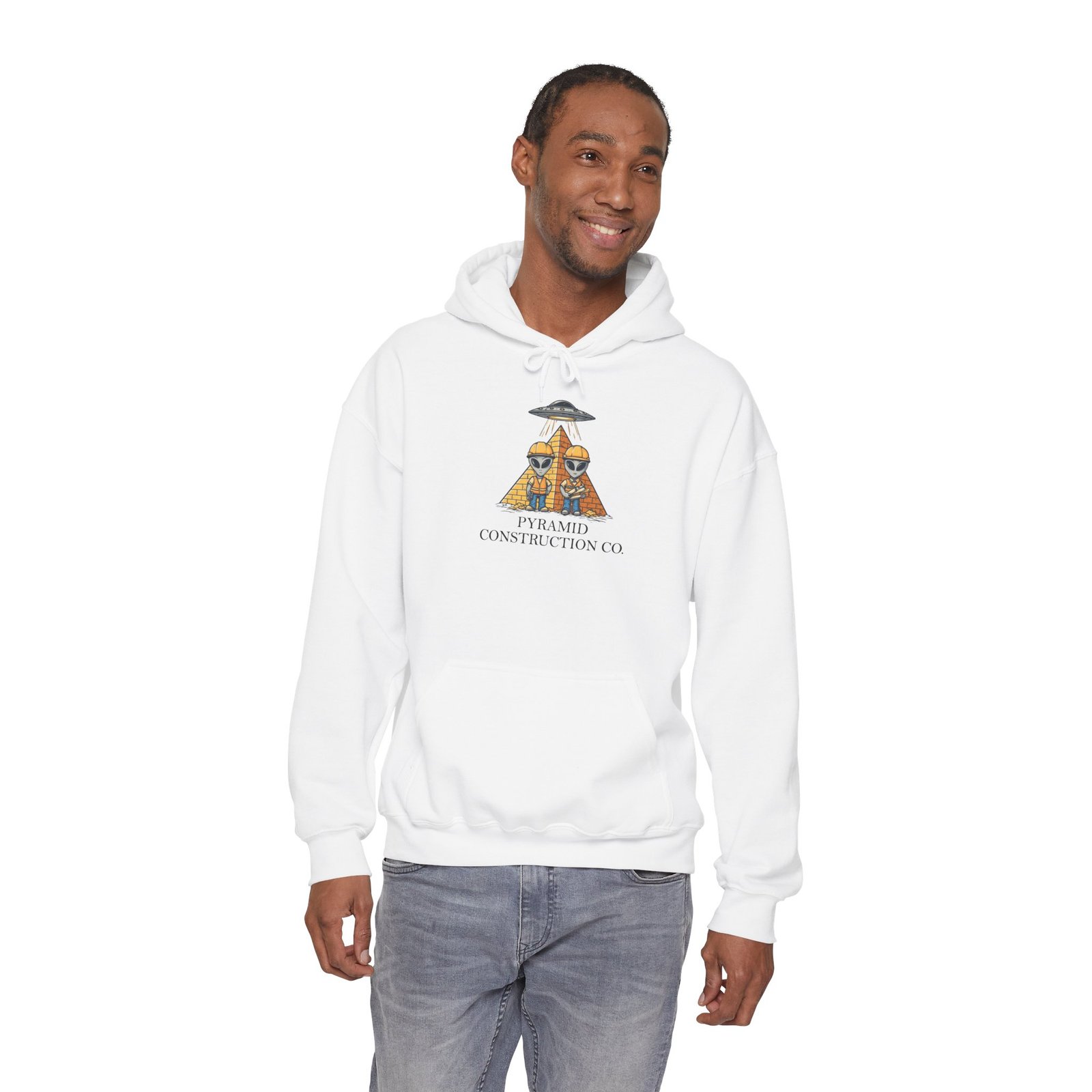 Pyramid Construction Co. Logo Hoodie | Vintage Egyptian Pyramid Graphic - Image 4