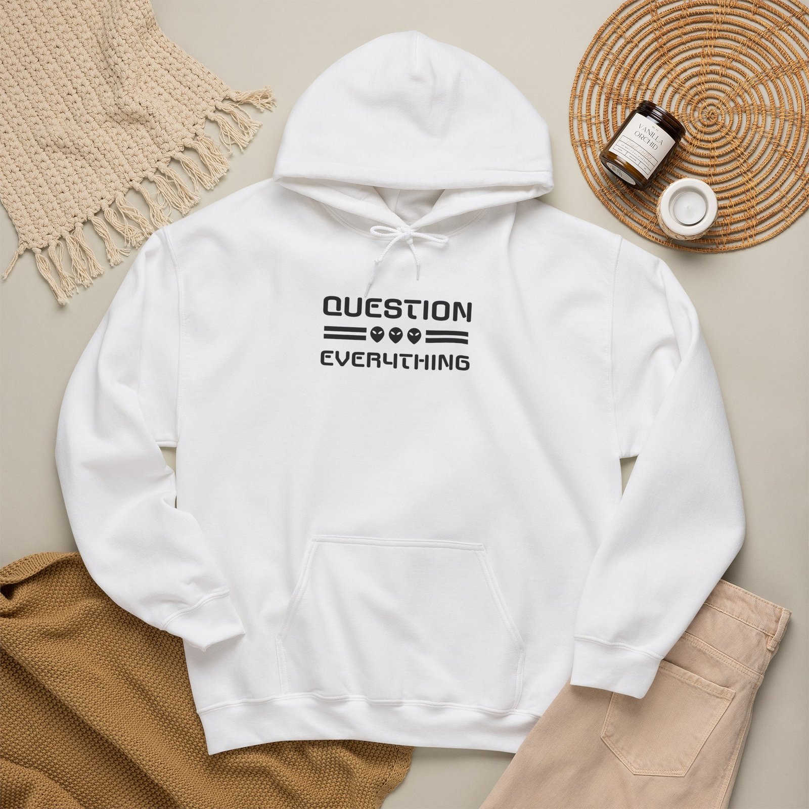 Question Everything Hoodie | Minimalist Text Graphic, Philosophical Apparel - Image 8