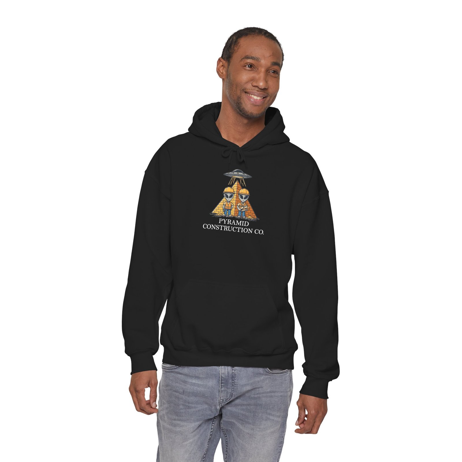 Pyramid Construction Co. Logo Hoodie | Vintage Egyptian Pyramid Graphic - Image 9