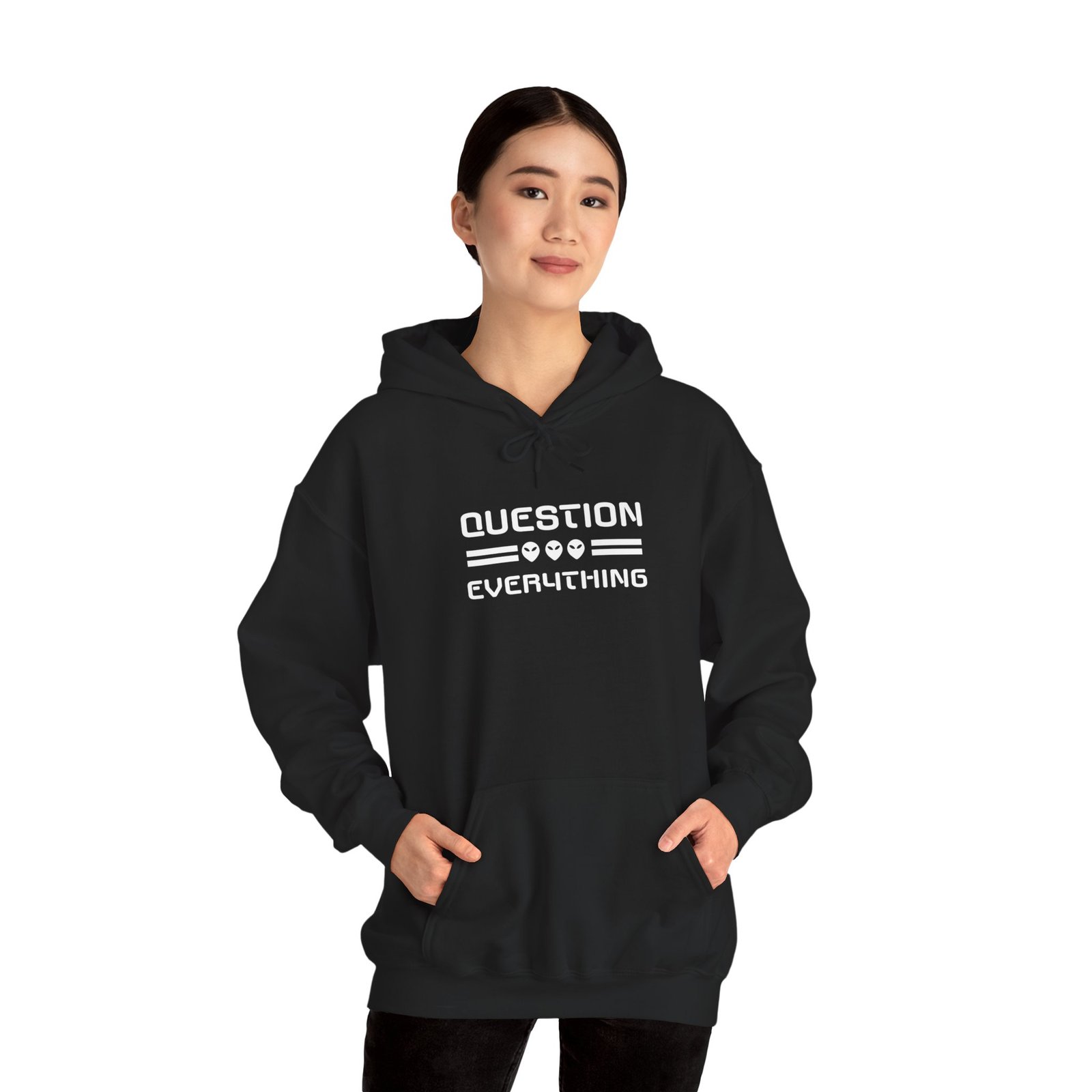 Question Everything Hoodie | Minimalist Text Graphic, Philosophical Apparel - Image 4
