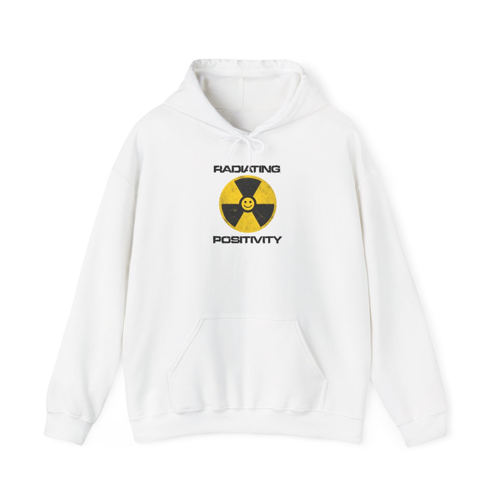 Radiating Positivity Hoodie | Radiation Symbol Smile Centered Chest - Image 2