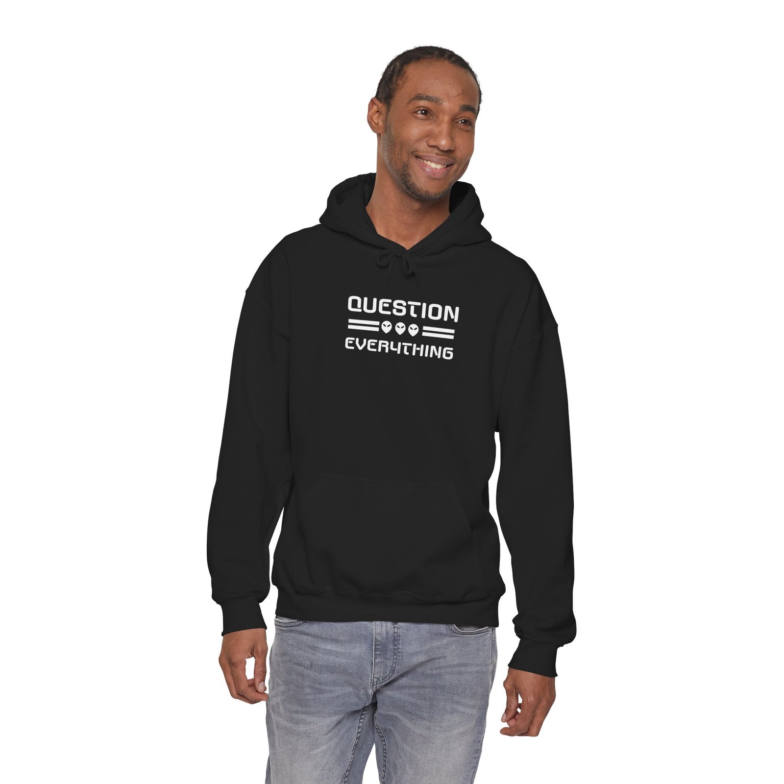 Question Everything Hoodie | Minimalist Text Graphic, Philosophical Apparel - Image 5