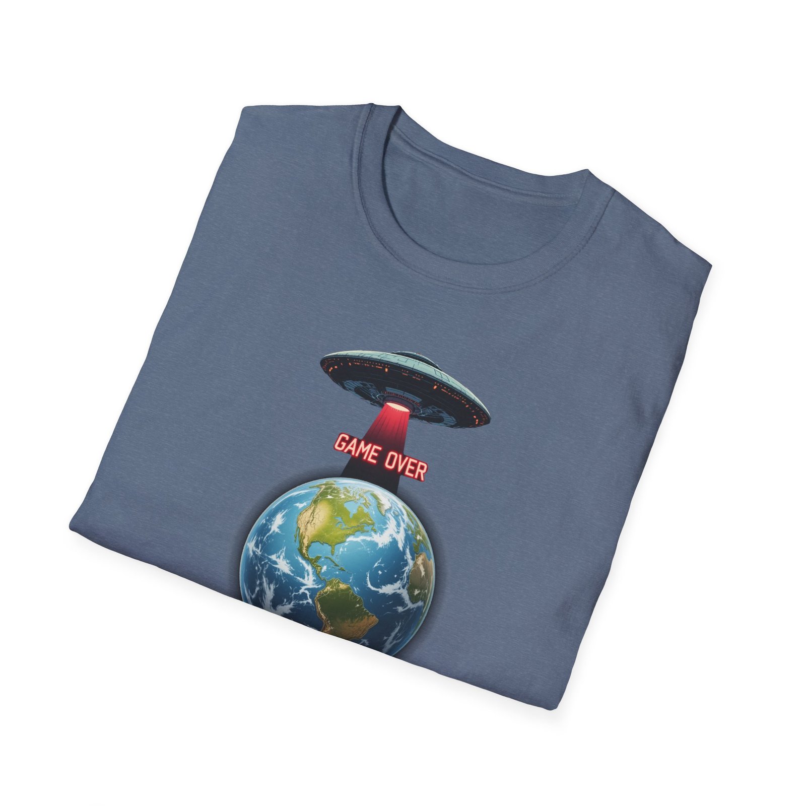 UFO Earth Graphic Tee, Funny Unisex Softstyle T-Shirt, Alien Humor Shirt, Gift for Space Lovers, Quirky Casual Wear - Image 13