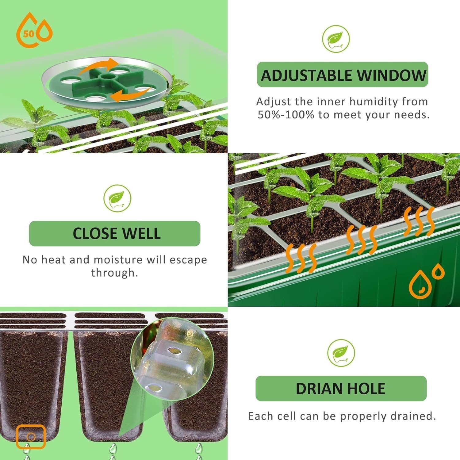 Pack Of 6 Plant Propagator Seed Tray Set With Full Spectrum USB Grow Lights UK - Image 8