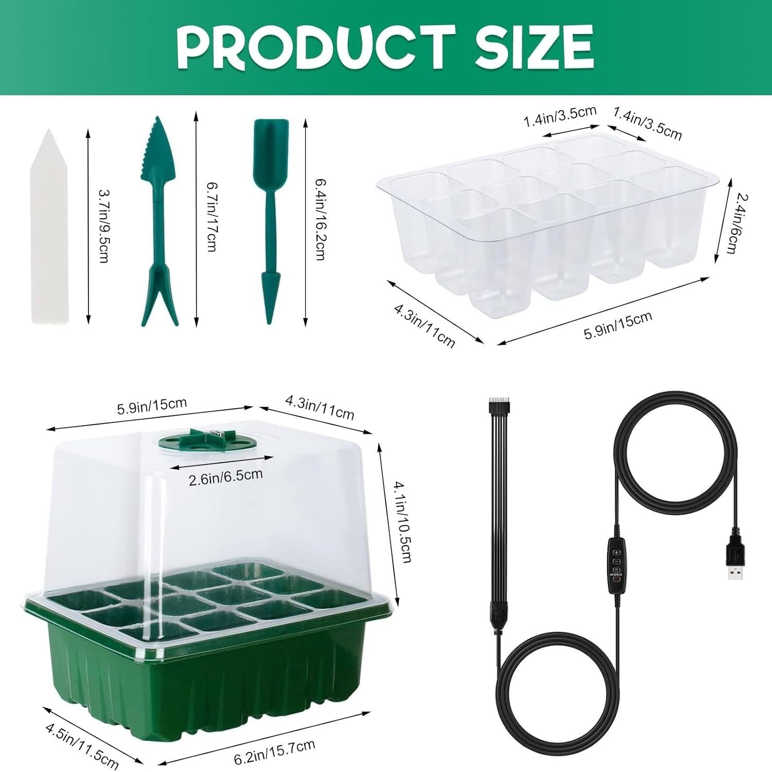 Pack Of 6 Plant Propagator Seed Tray Set With Full Spectrum USB Grow Lights UK - Image 5