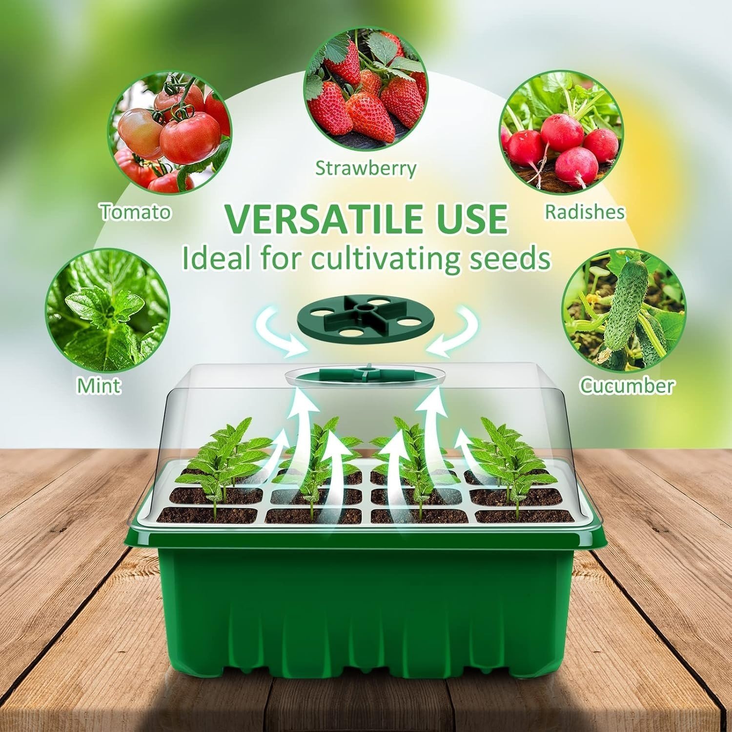 Pack Of 6 Plant Propagator Seed Tray Set With Full Spectrum USB Grow Lights UK - Image 2